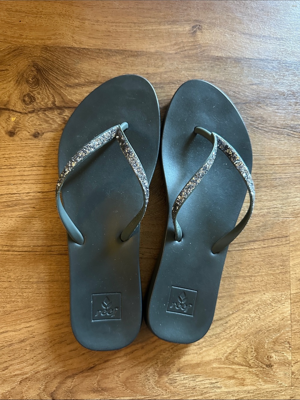 Reef Black Glitter Strap Women's Flip Flops